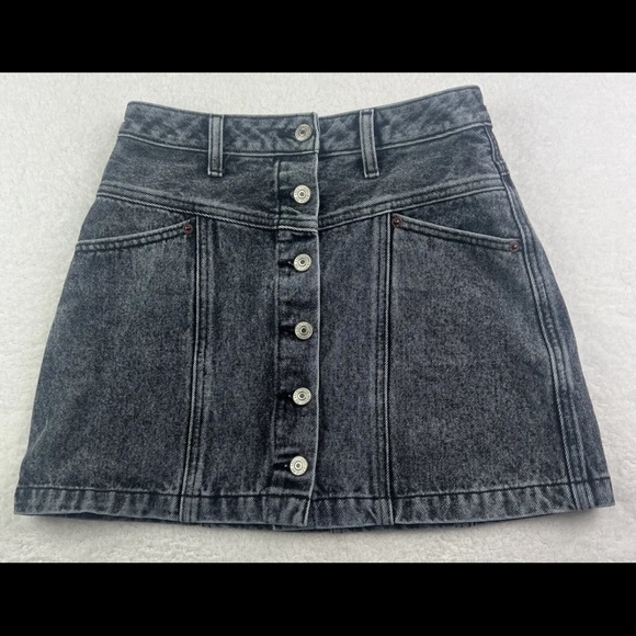 Abercrombie & Fitch Mini Skirt Womens 25/0 Natural Rise Denim Black Stonewash - Picture 1 of 9